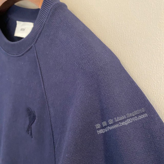 Ami專櫃2023FW新款愛心刺繡插肩圓領衛衣 男女同款 tzy3196